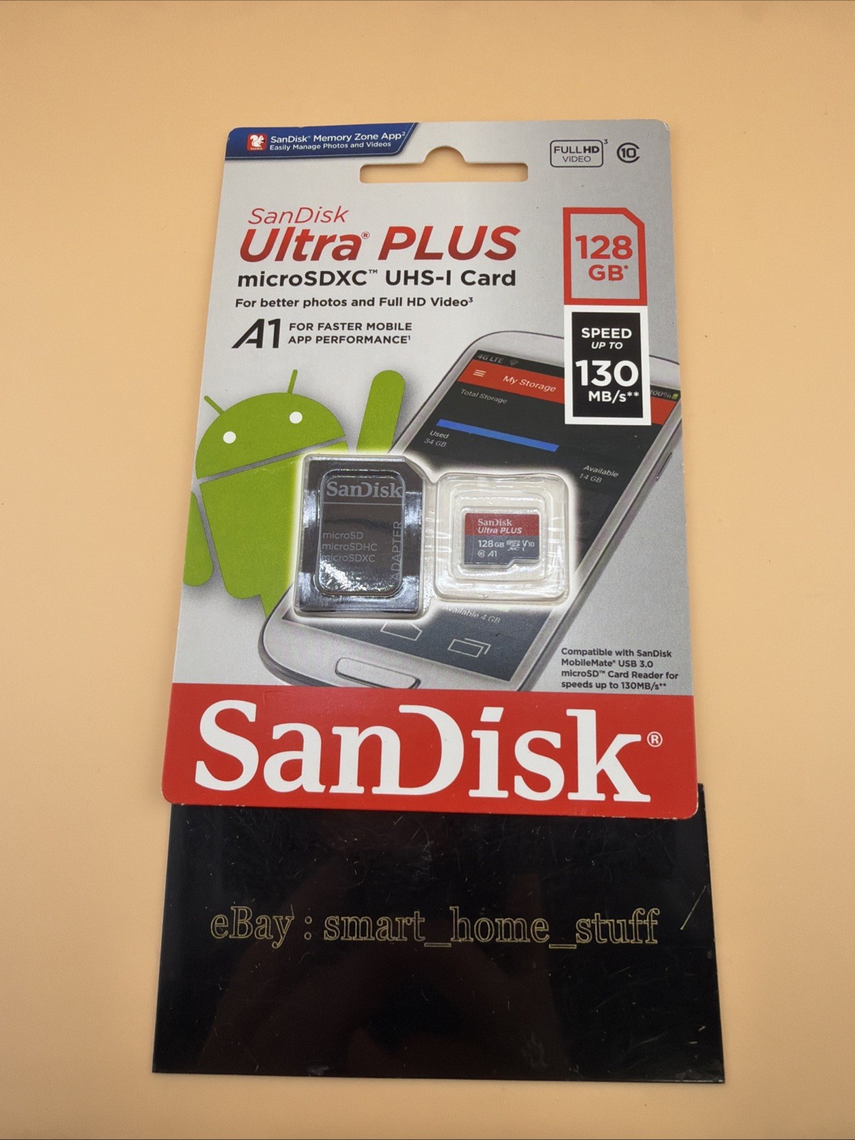 New SanDisk Ultra Plus 128GB Micro SDXC MicroSD A1 128 GB 130MB/s With Adapter