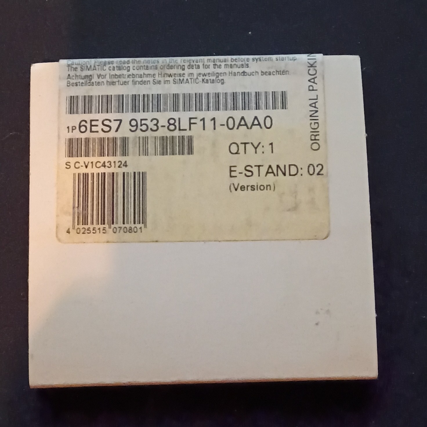 Siemens Simatic Micro Memory Card 6ES7 953-8LF11-0AA0 64KB for Simatic S7
