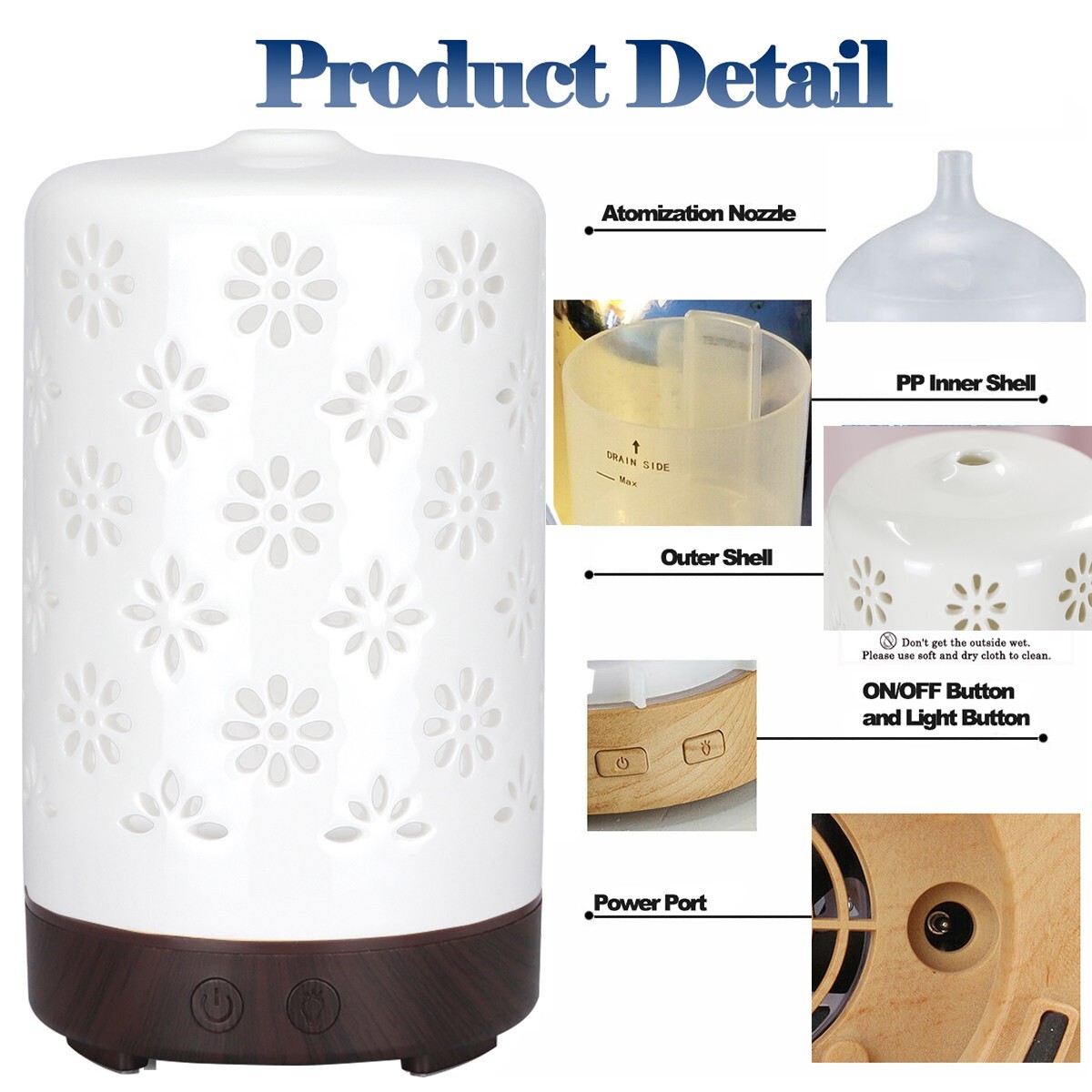 Electric Oil Diffuser Humidifier Home Steamer Air Purifier Cool Mist Purifier