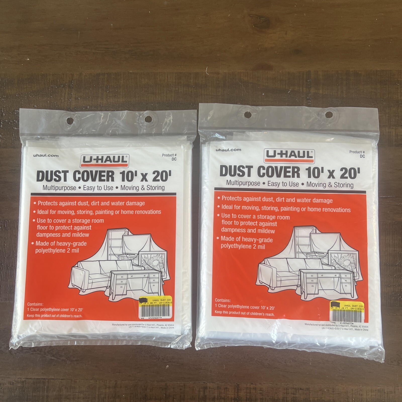 2-Pack UHaul Dust Cover 10' x 20' Multipurpose Heavy Grade 2 mil