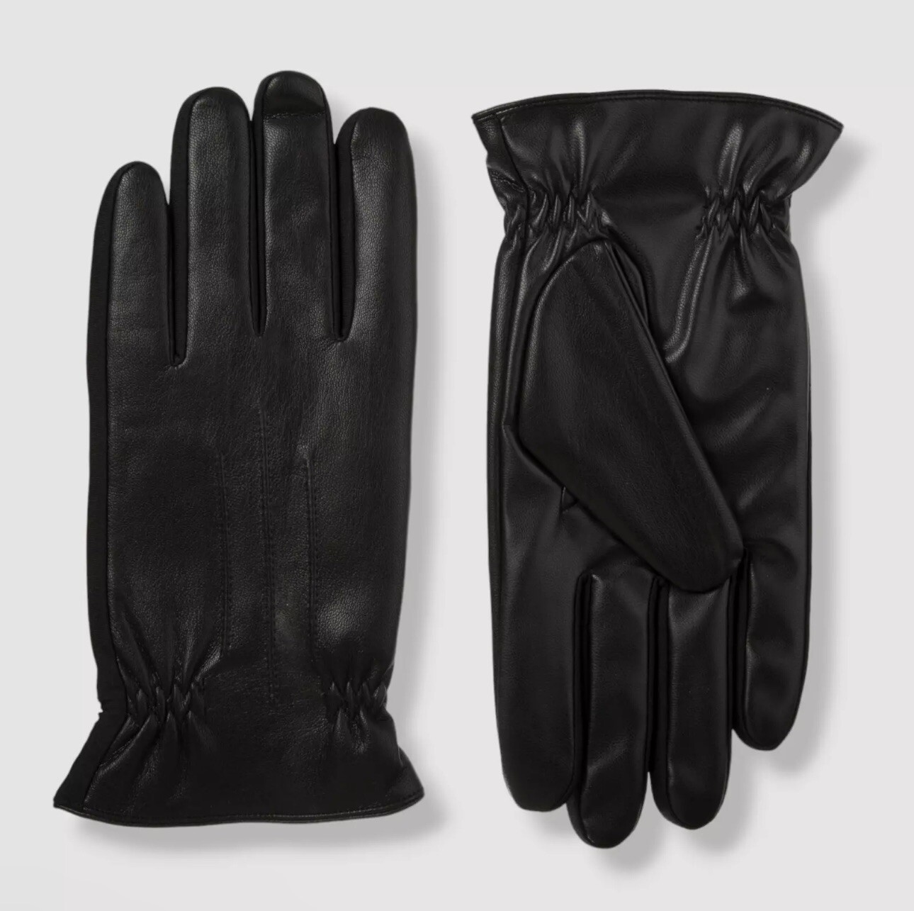 Isotoner Men's Black Sleekheat Faux Napa Warm Winter Gloves Size M $62 NEW