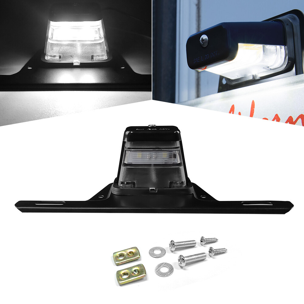 Trailer LED License Plate Light Bracket Mount Universal 12V 24V For RV Boat Tag