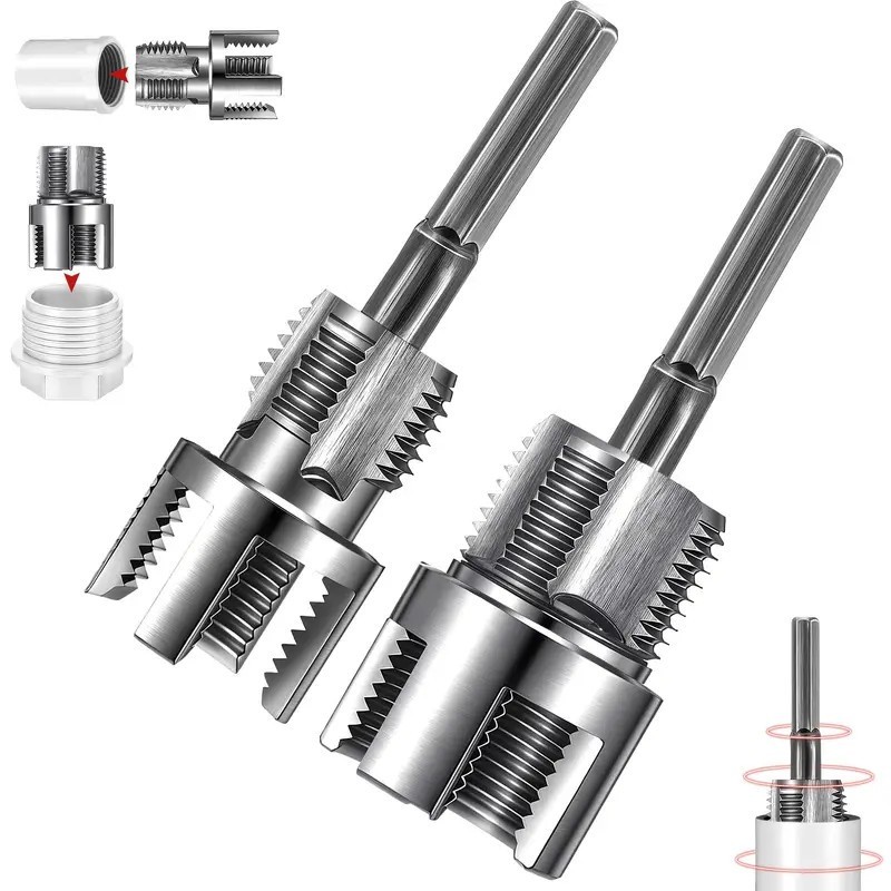 2-Integrated Internal & External Pipe Threading-Tool, PVC Pipe Threader Kit USA
