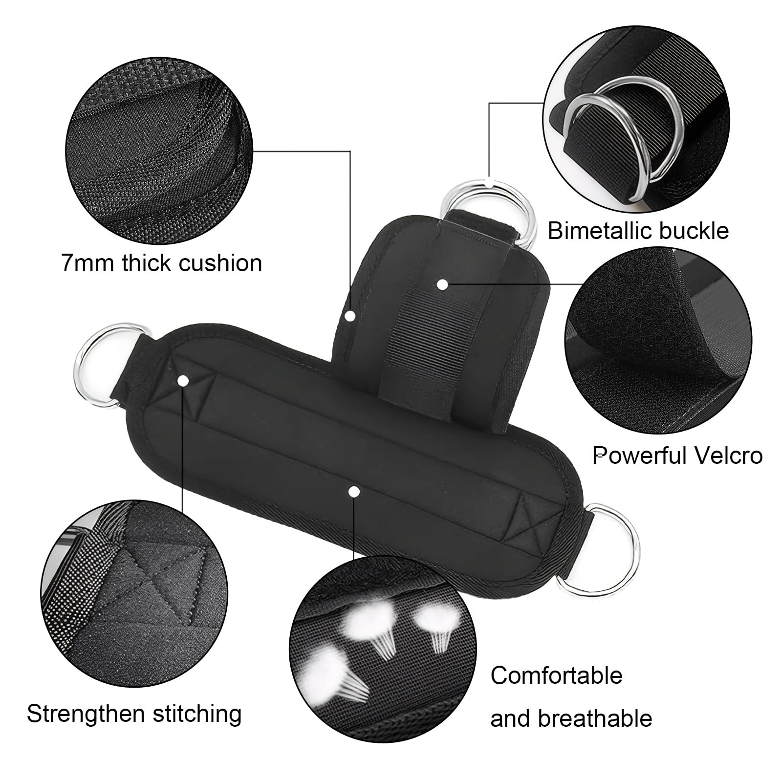 2 PCS Weightlifting Straps with D Ring,Adjustable Wrist Cuffs Black