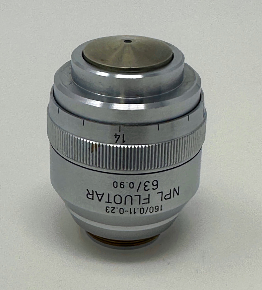 Leitz NPL Fluotar 63x/0.90NA with Correction Collar Microscope Objective