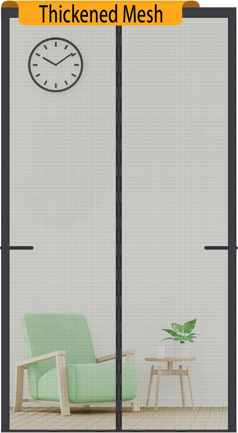 Upgraded Magnetic Screen Door Thicker 250G/M² Reinforced Mesh,36 Longer Magnets,