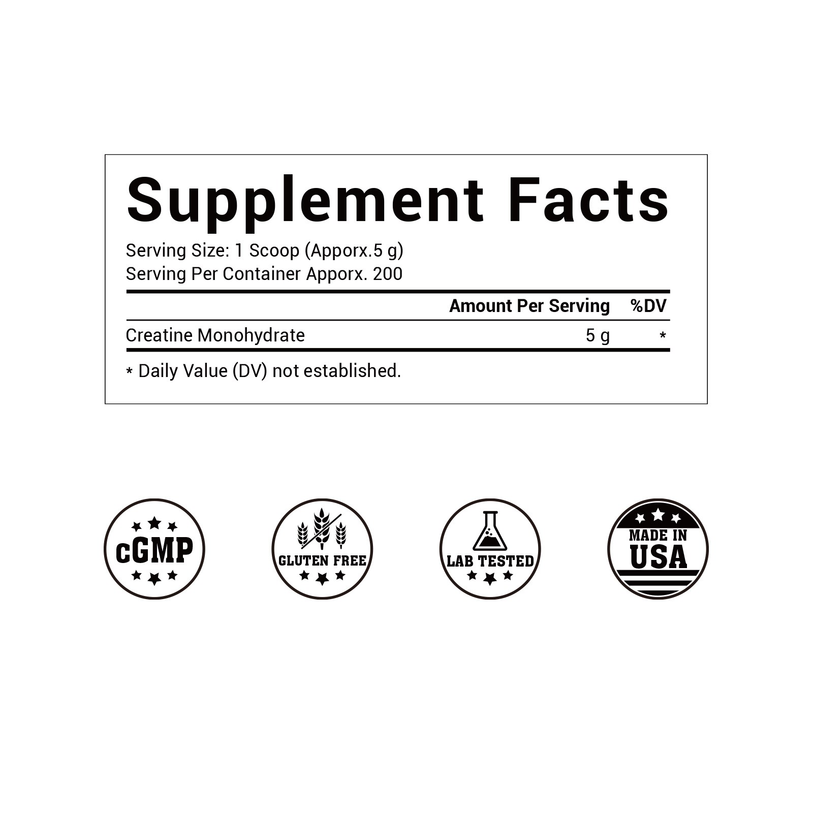 Pure Creatine Monohydrate 2.2lbs - Powder Micronized 200 Servings 5g Per Serving