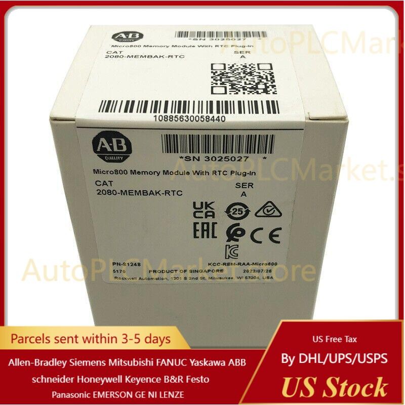 NEW Original Allen Bradley 2080-MEMBAK-RTC Memory Module With RTC Plug-In