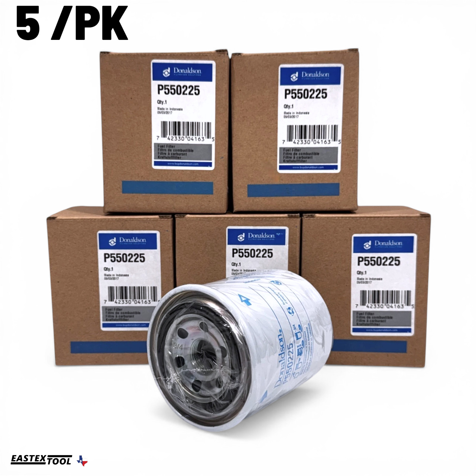 DONALDSON P550225 SPIN-ON SECONDARY FUEL FILTER REPLACES FF5138 BF7967 5/PK