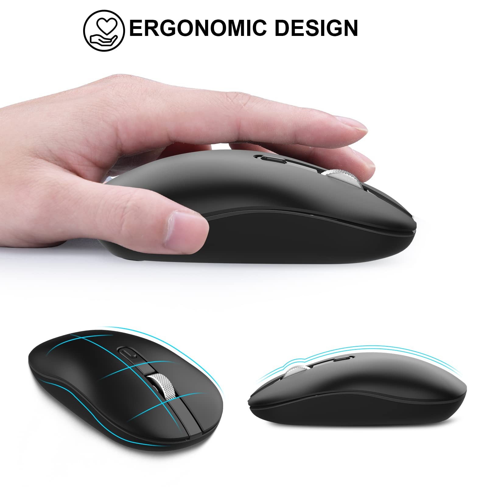 Type C Wireless Mouse, USB C Mice 2.4G Silent Cordless with Type C Receiver, ...