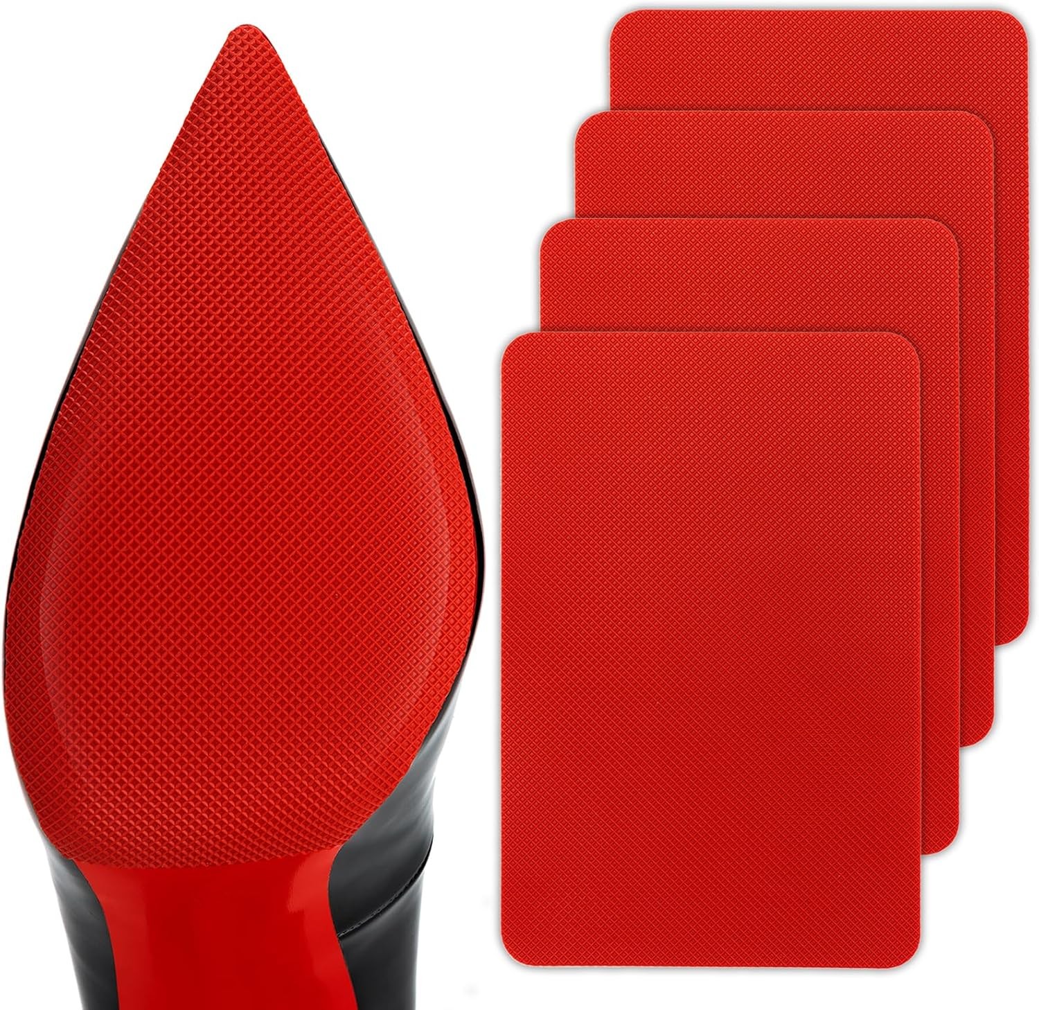 Red Sole Protectors, 4 Pcs Self-Adhesive Shoe Bottom Medium, 6 by 4,
