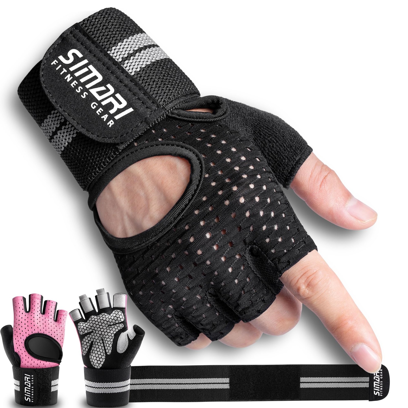 Breathable Workout Gloves for Men Women, Padded Weight Lifting Gloves with Wr...