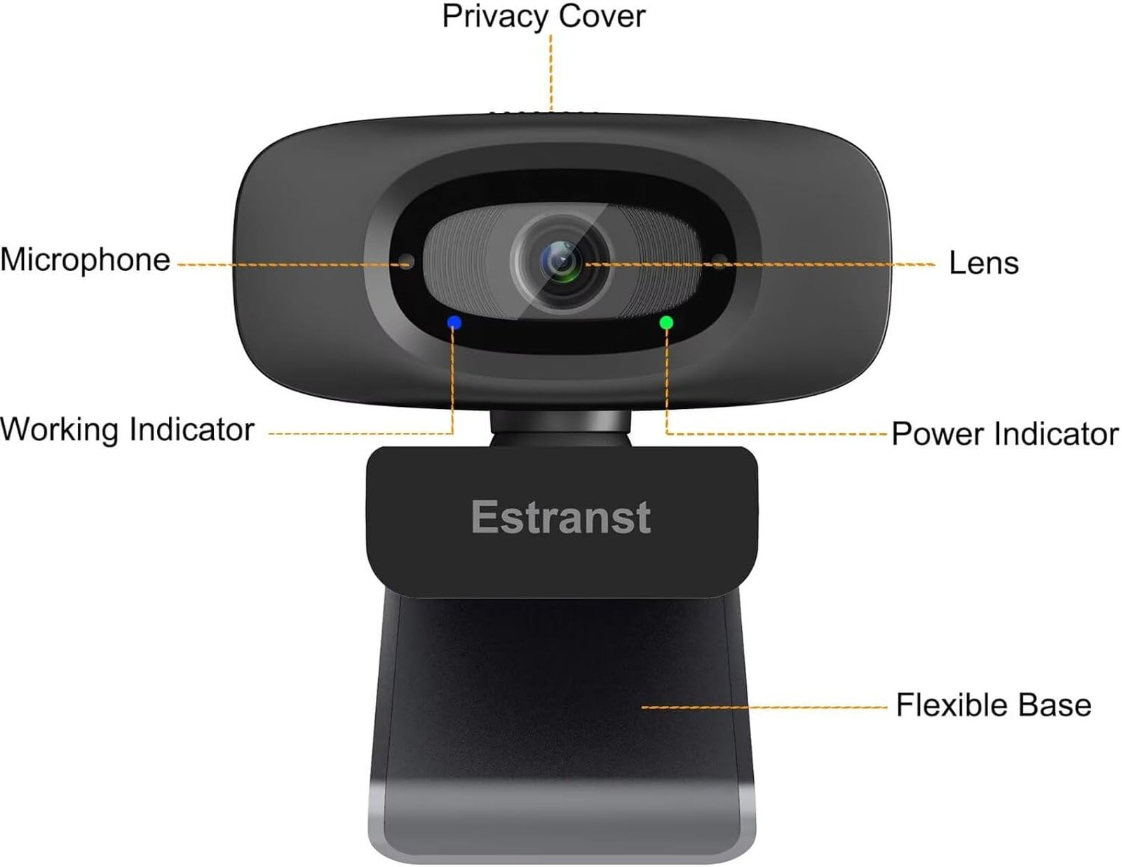2K Quad HD Webcam with Privacy Cover Microphone USB C Adapter for PC Laptop