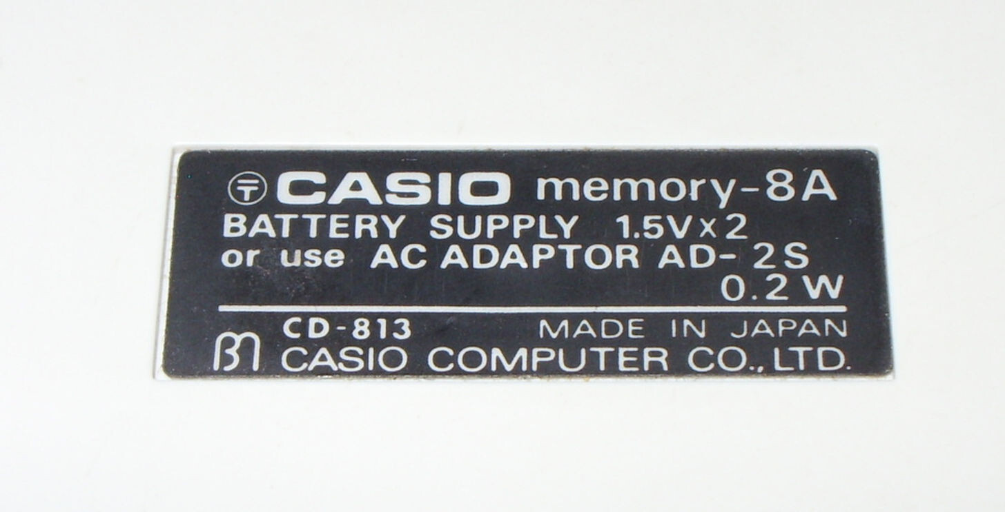 CASIO MEMORY-8A CALCULATOR WITH CASE, MODEL CD-813, ca 1975, WORKING
