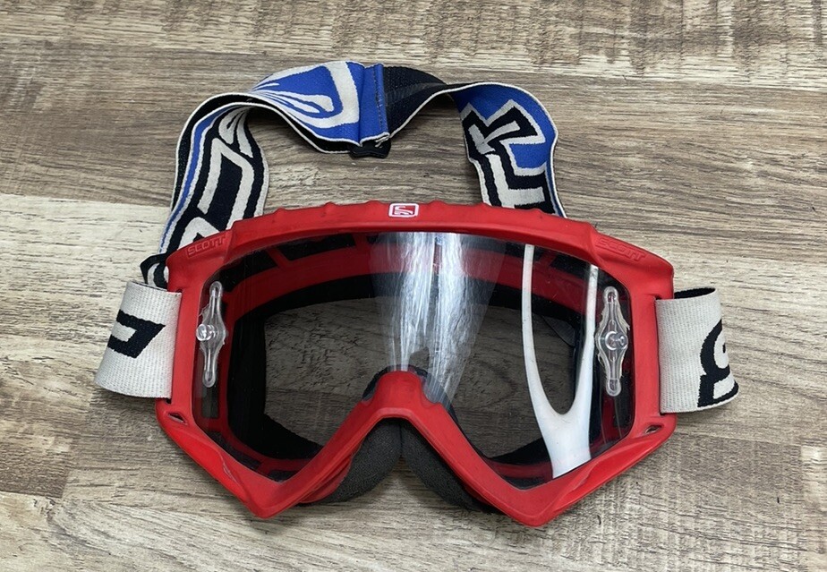Vintage SCOTT GOGGLES Motocross American Flag Red White Blue Dirt Bike Racing