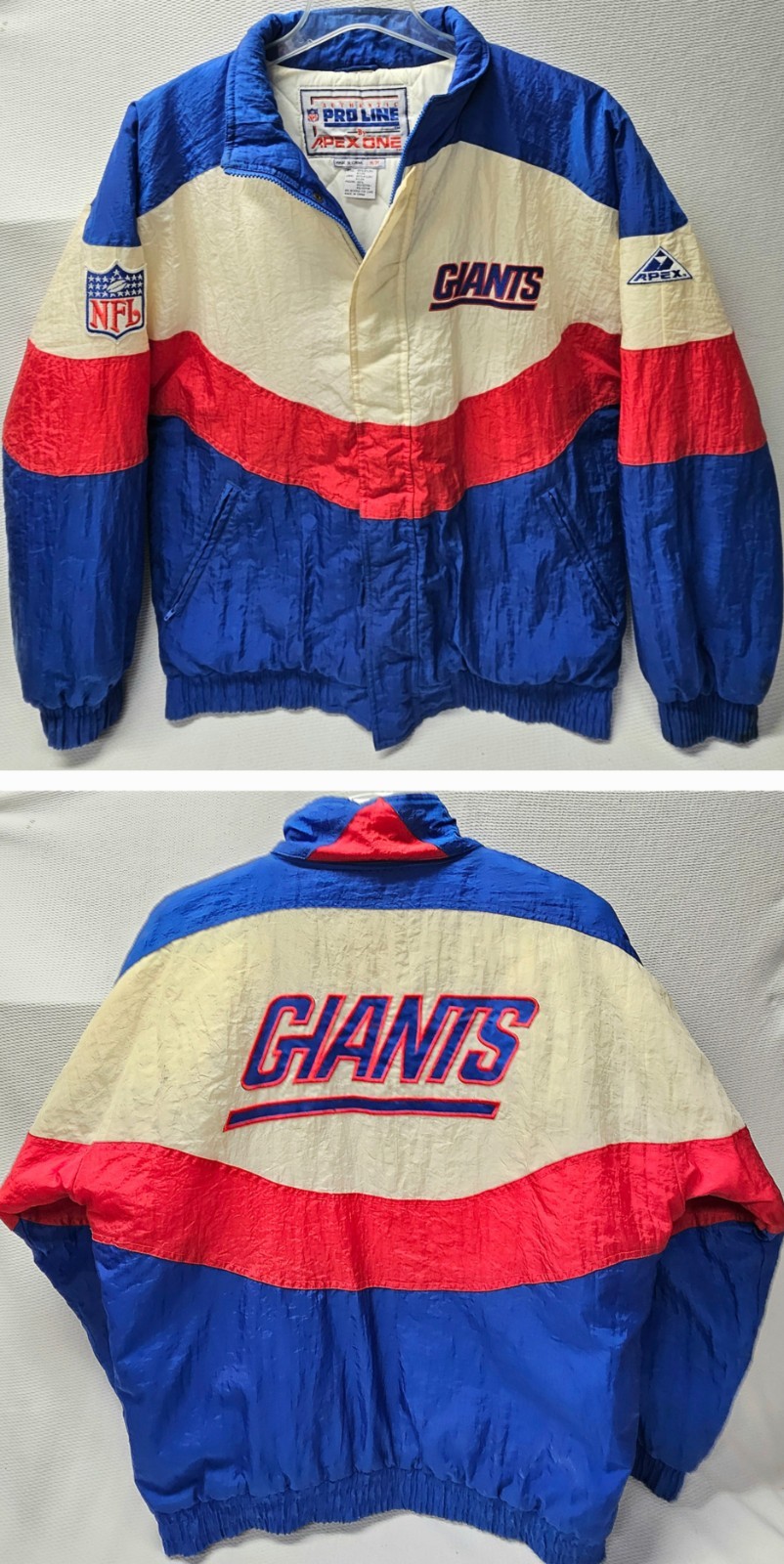 Vintage 1990's NFL Pro Line Apex One New York Giants NYG NFL Puffer Jacket Med.