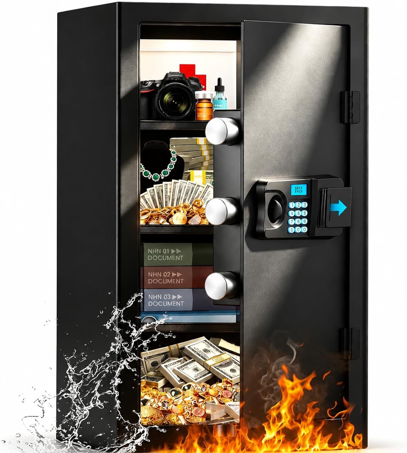 Large Fireproof Safe 7 Cu Ft Digital Keypad Anti Theft Alarm Home Office