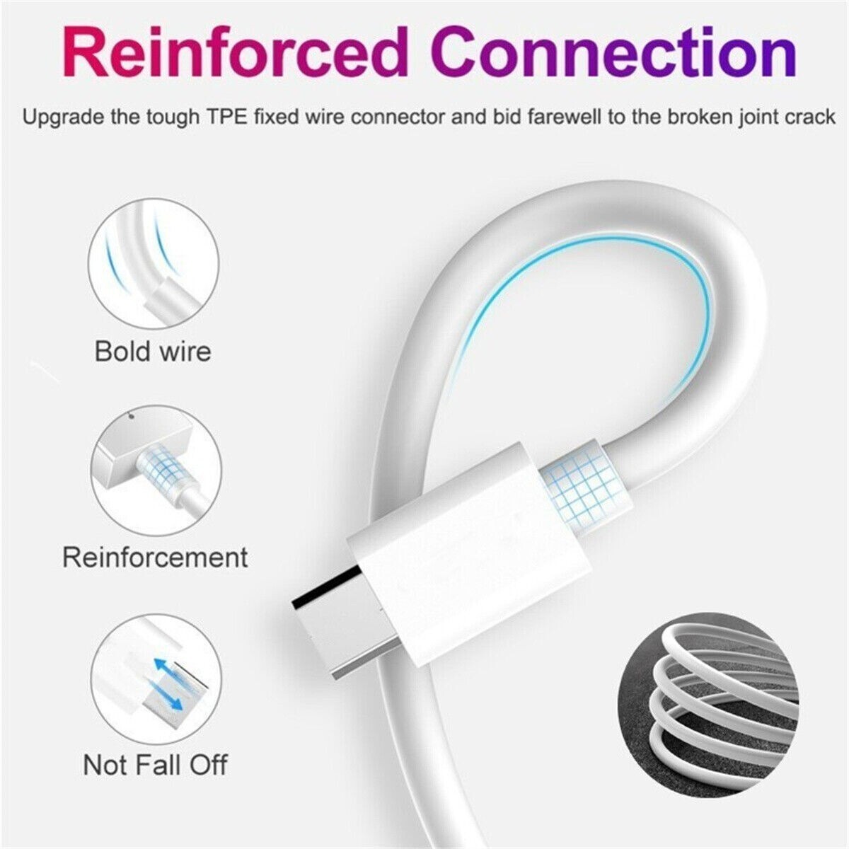 USB-C to USB C Type-C Fast Charging Data SYNC Charger Cable Cord 6 inch black