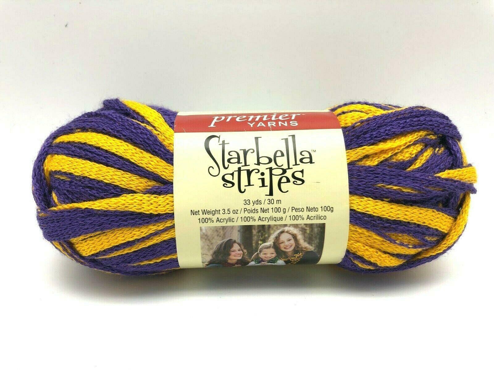 Premier Yarns Starbella Stripes Medal #17-11 Purple Yellow Bulky 1 Skein Ruffle