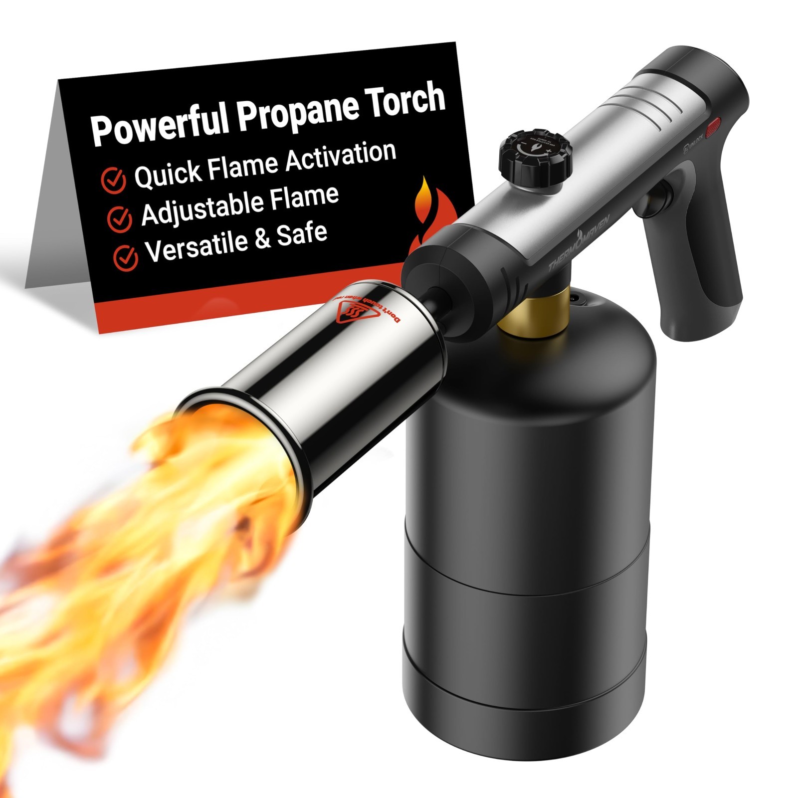 High-Performance Propane Torch with One-Touch Max Fire, Safety Lock, BBQ & Cooki