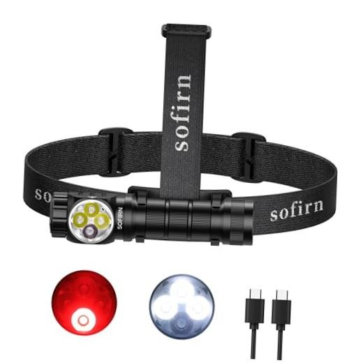 Sofirn HS43 Headlamp with Red Light, 3200 Lumen Rechargeable LED Headlamp