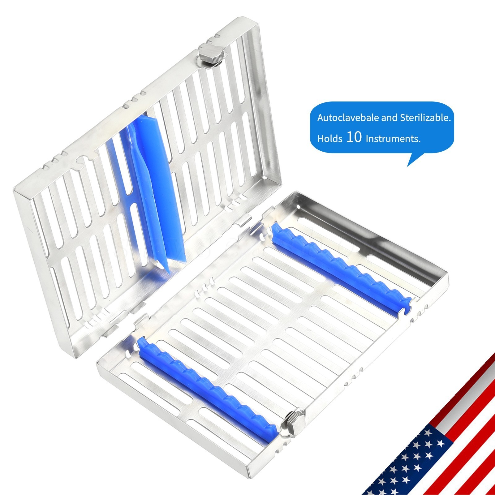 DENTAL SURGICAL AUTOCLAVE STERILIZATION CASSETTE BOX FOR 10 INSTRUMENT