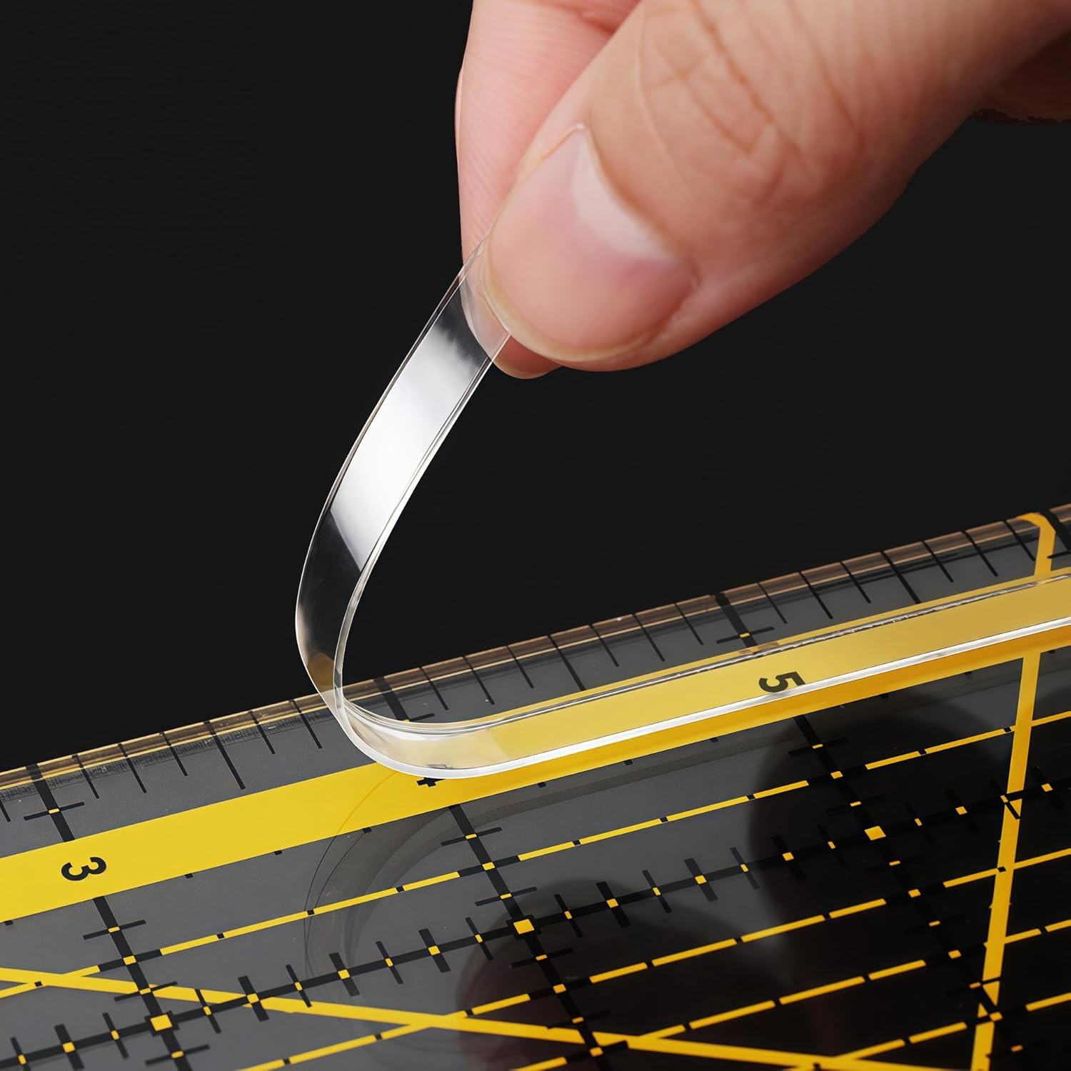 Ruler Grips, Non-Slip Silicone Rings, Quilt Template Grips, Strip, 10PCS | Trans