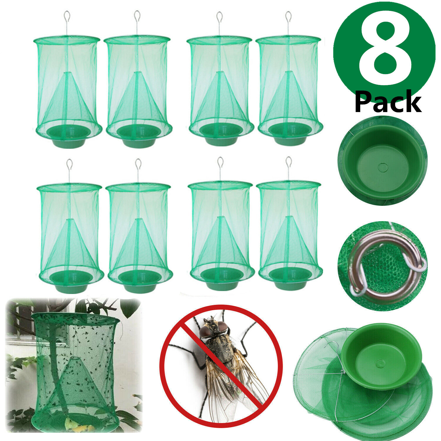 8Pc Ranch Fly Traps Outdoor Fly Trap Killer Pest Control Catcher For Garden Farm