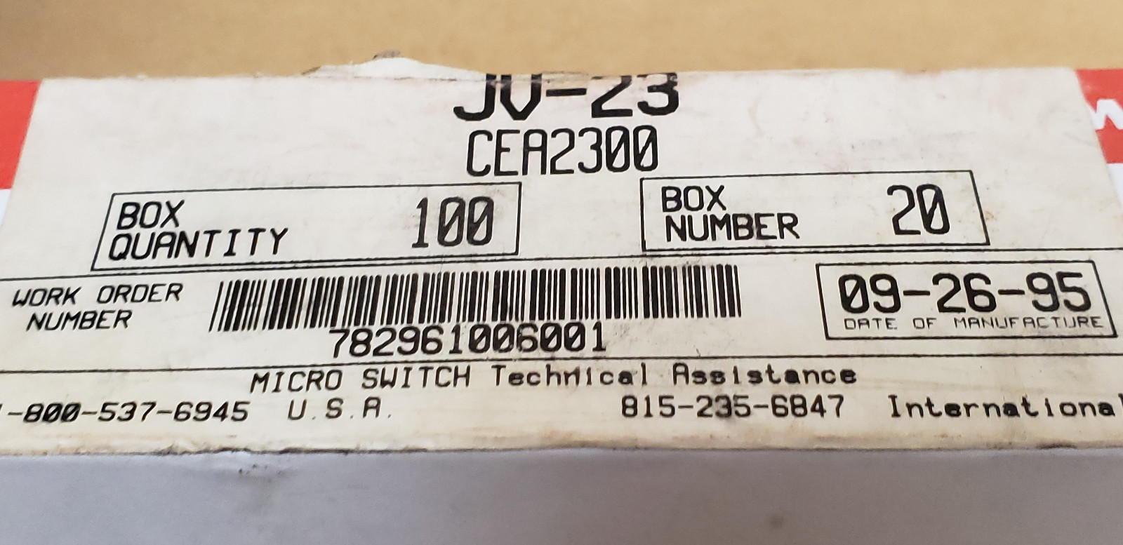 MICRO SWITCH SENSING AND CONTROL CEA2300 (100PCS)