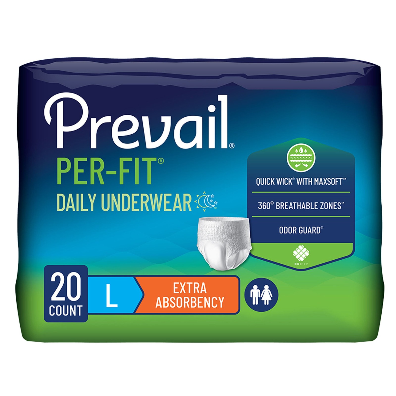 Prevail Disposable Underwear Large 39 80 Ct