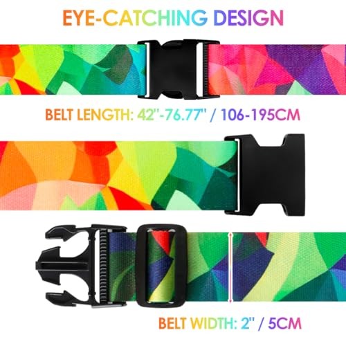 4 Pack Luggage Straps for Suitcases Adjustable Colorful Geometry(4 Pack)