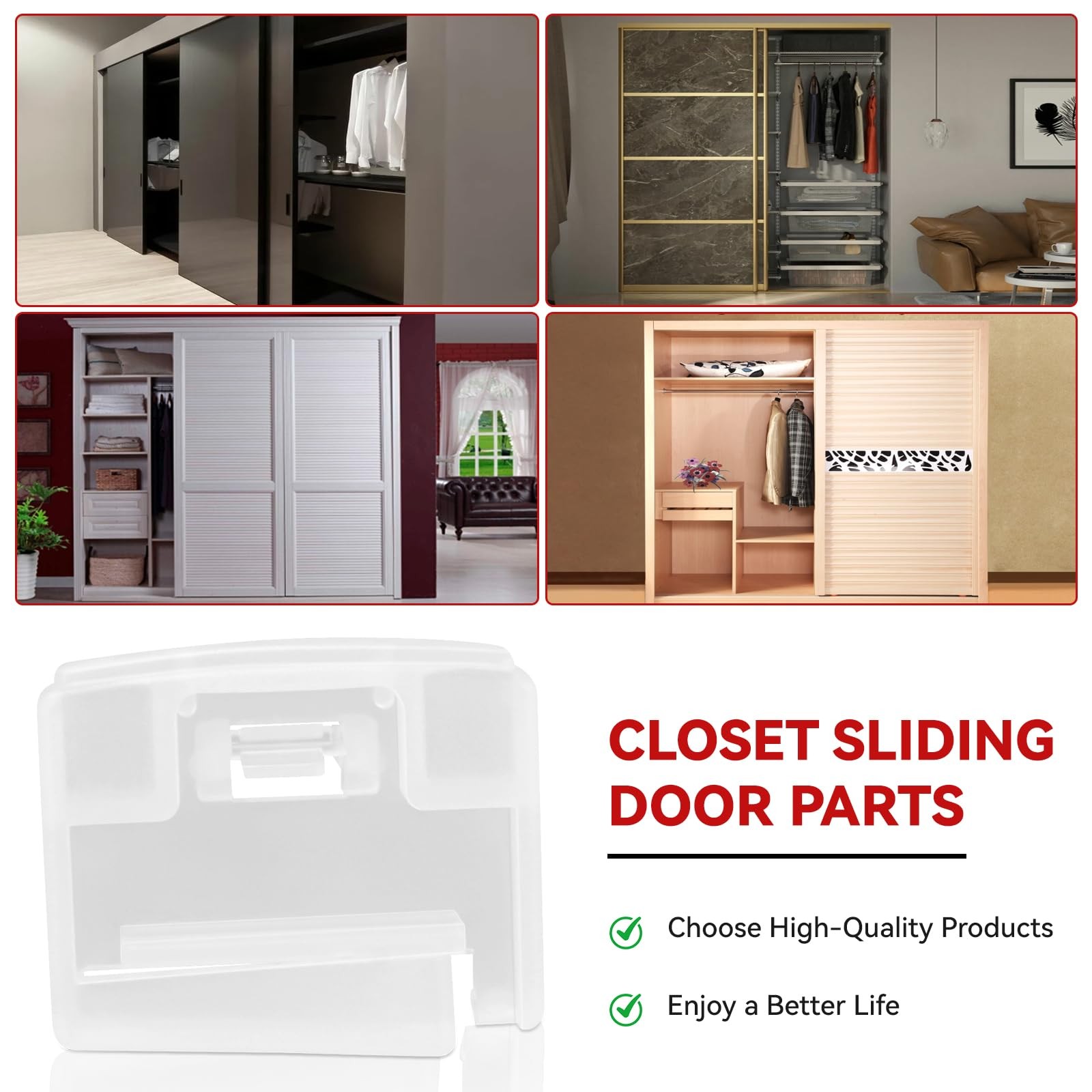 Professional Replacement Closet Door Top Guide Set (4-Pack) for White Clear