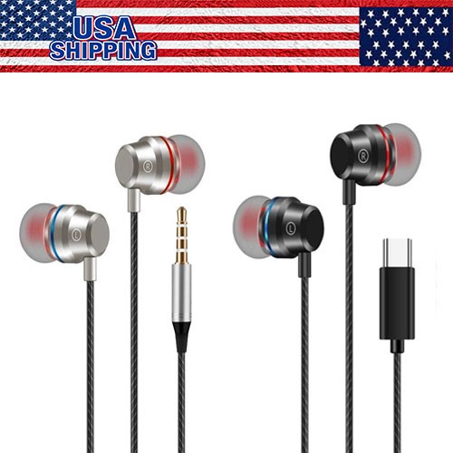 HIFI Bass Stereo Wired Earbuds Headset In-Ear Earphone Headphone 3.5mm USB-C Lot