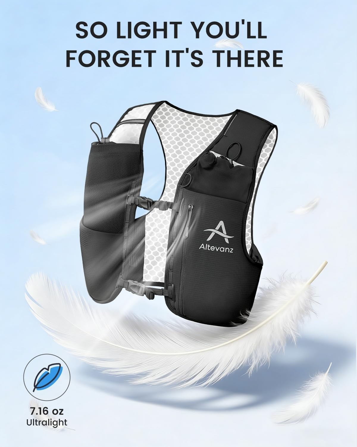 10L Hydration Vest Running Backpack Ultralight Trail Pack Flask