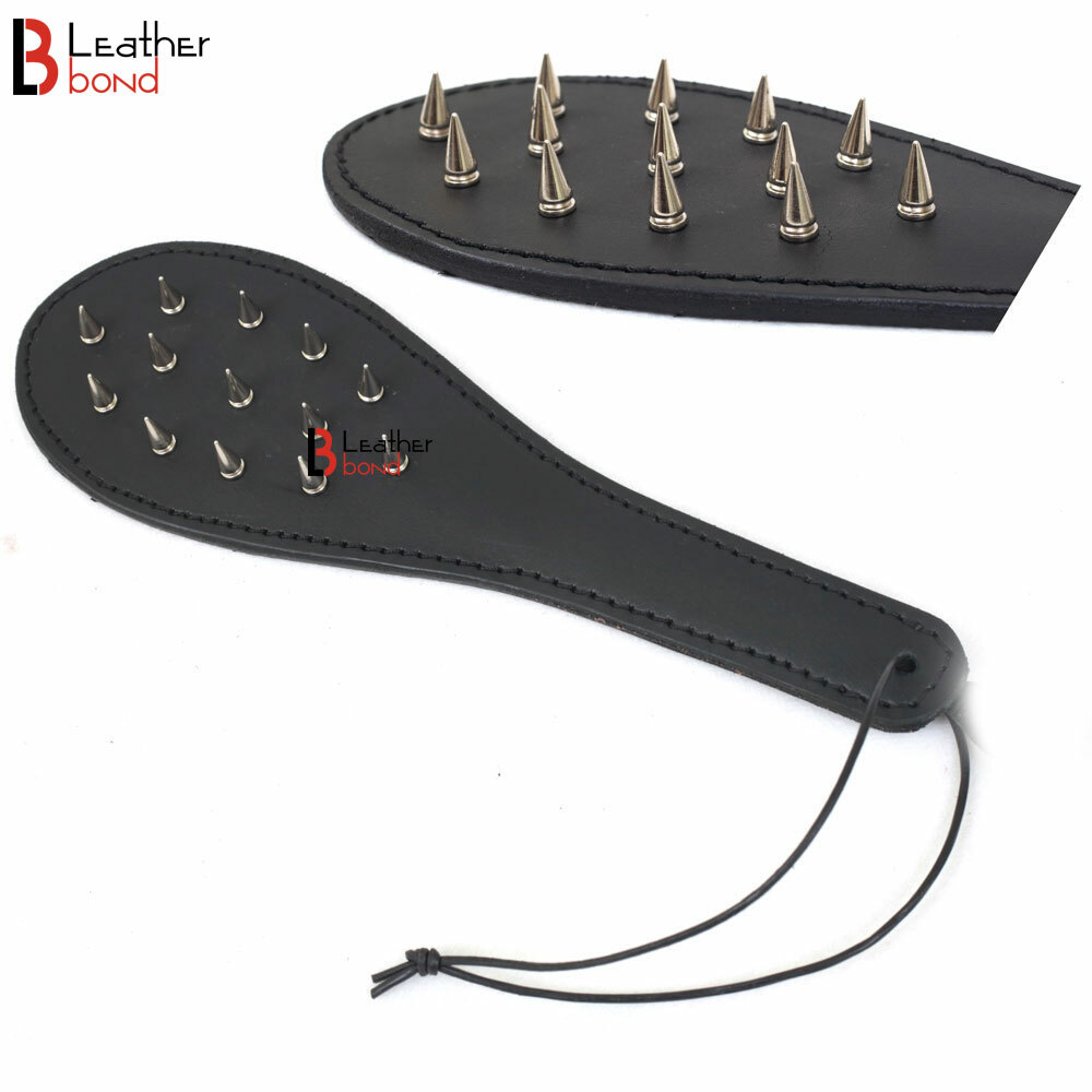 Real Cowhide Belt Leather Paddle Slapper with Spikes Strict & Heavy duty