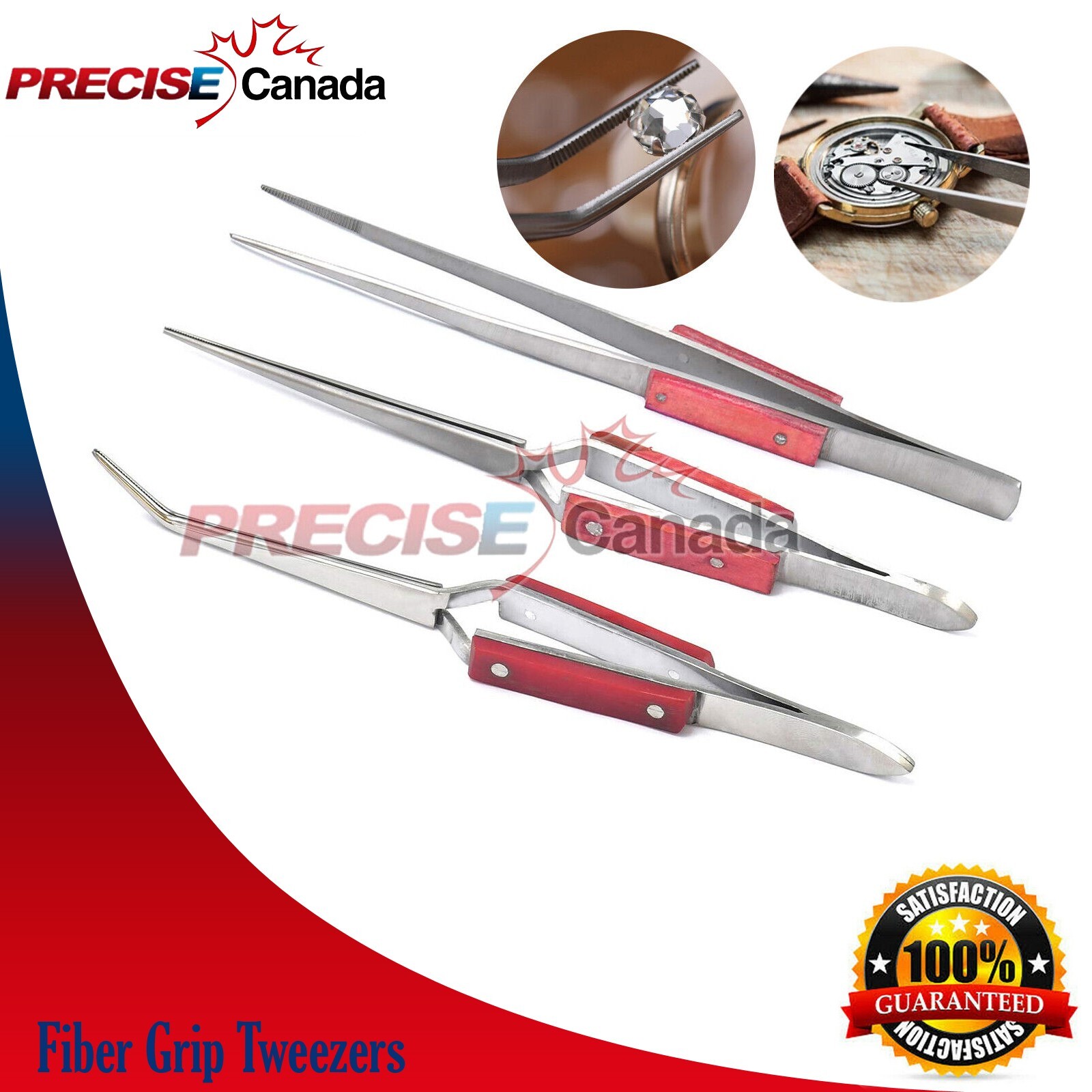 New Fiber Grip Tweezers Set of 3 Cross Locking & Straight Soldering Tweezer