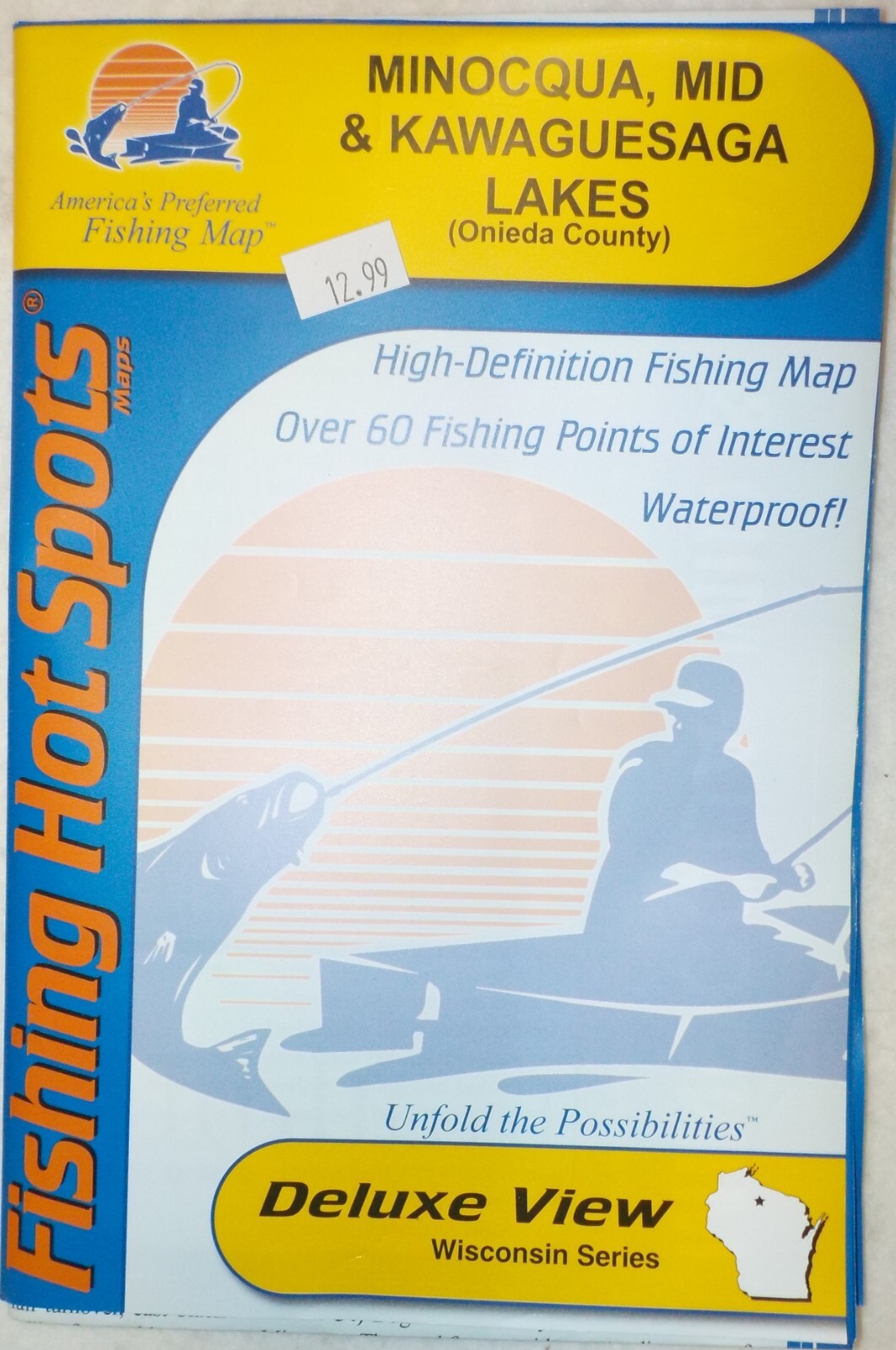 FISHING HOT SPOTS DELUXE MINOCQUA, MID AND KAWAGUESAGA LAKE MAPS