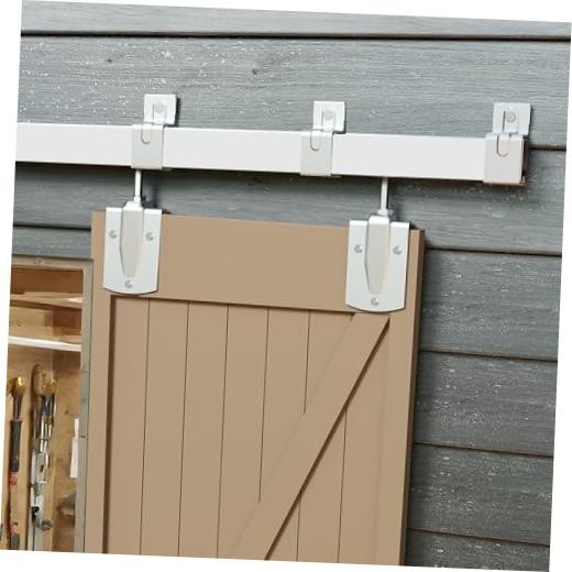 Box Rail Exterior Barn Door Hardware Kit, Heavy-Duty Silver Sliding Barn 8FT
