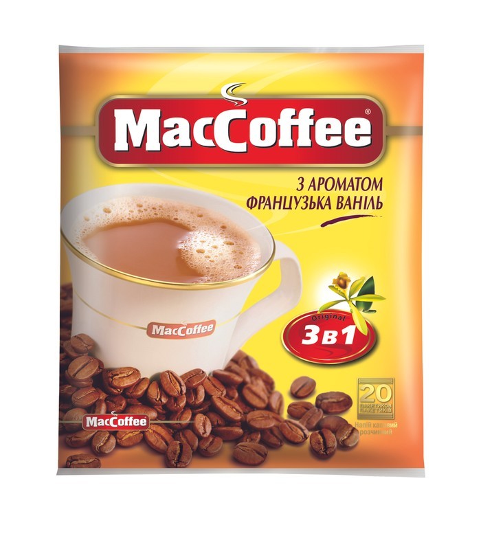 MacCoffee French Vanilla 3 in 1 Instant Coffee 18g Sachets Made in Ukraine
