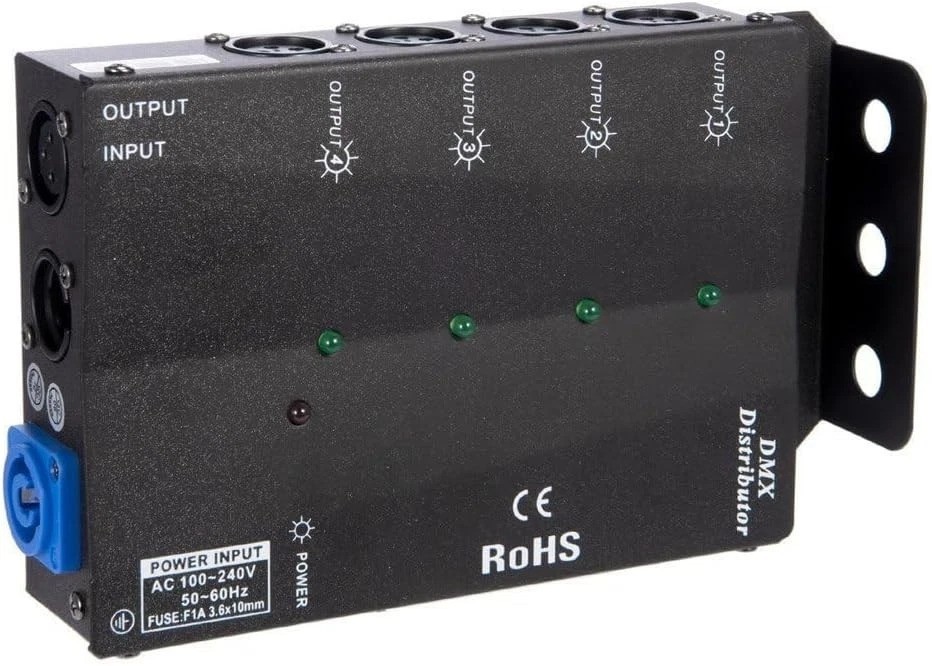 4-Way DMX Splitter Amplifier - Save Cable and Setup Time