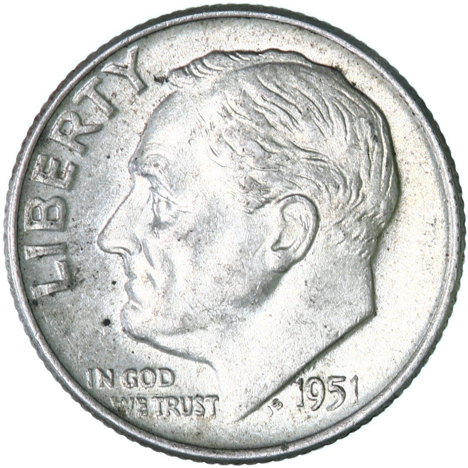 1951 D Roosevelt Dime 90% Silver About Uncirculated AU