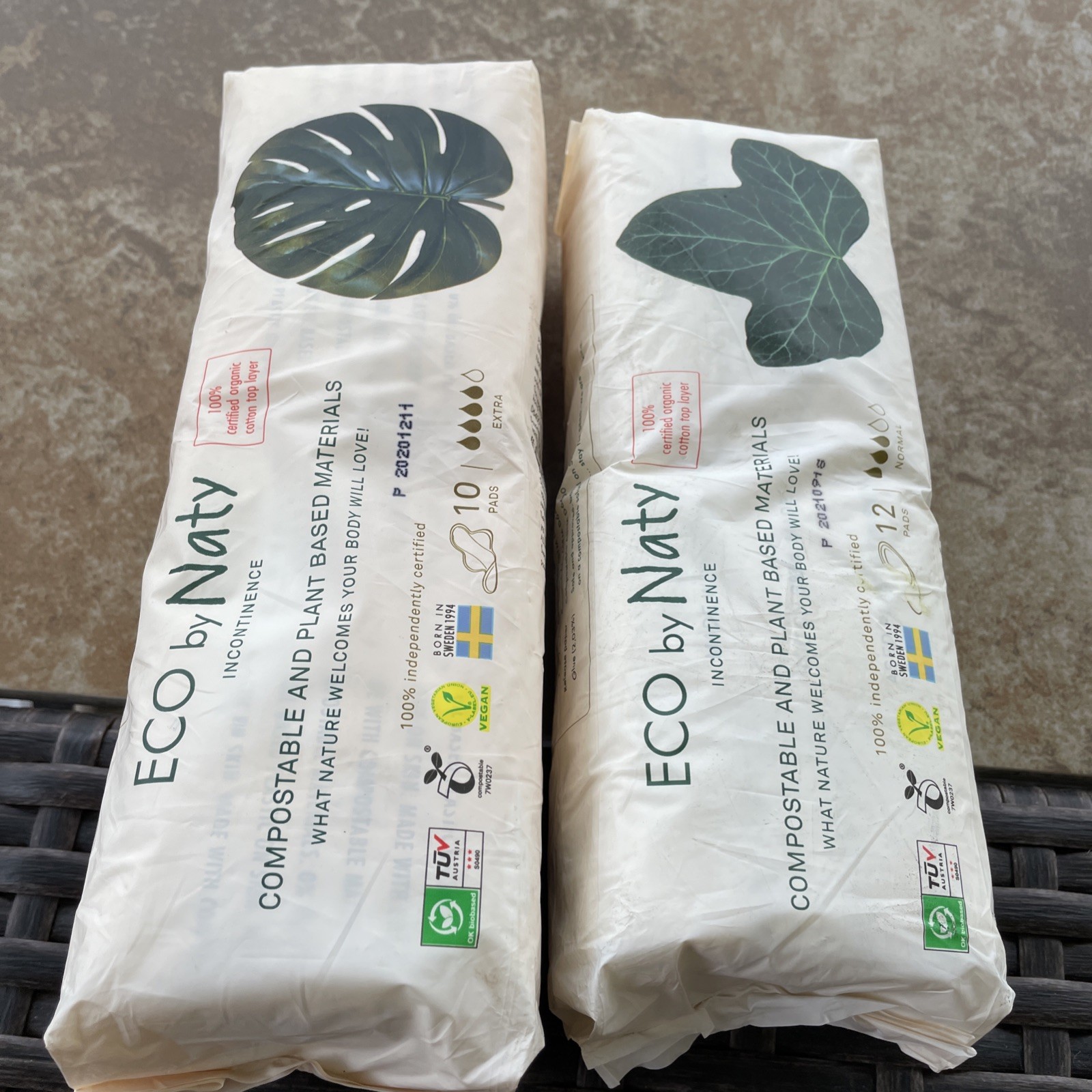 2 New Eco By Naty 12Pads (22total) Normal Compostable And Plant Based Materials