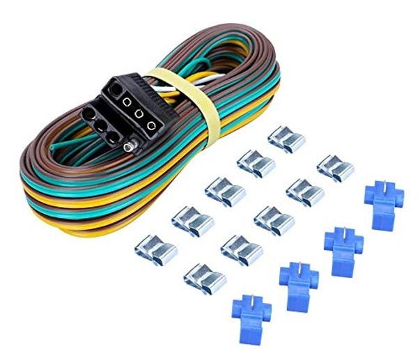 Trailer Wiring Harness Kit 4-Way Wishbone Style, Y Style 18AWG Pure Copper