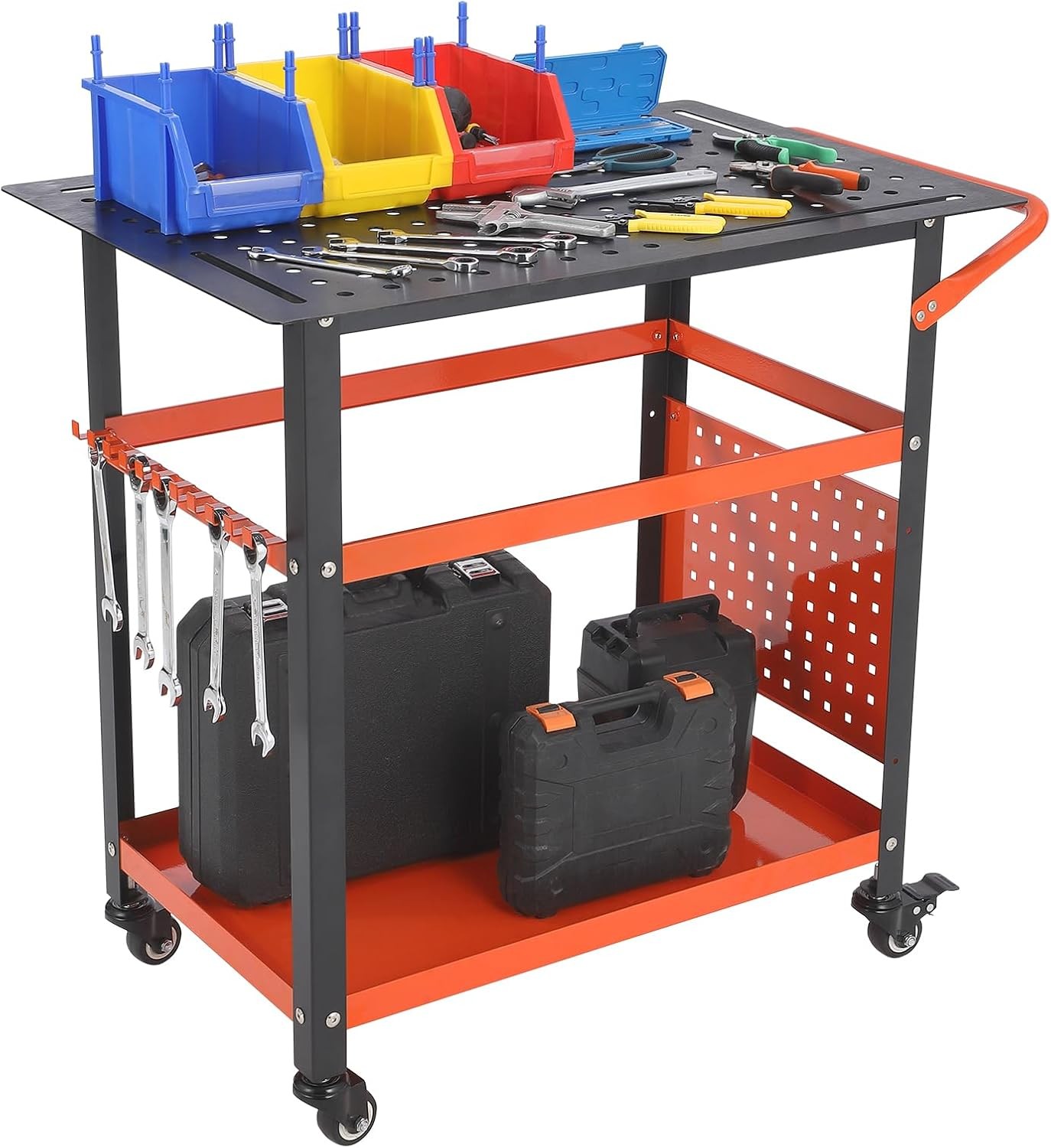 36'' x 24'' Welding Table 600lbs Steel Portable Rolling Welding Workbench Table