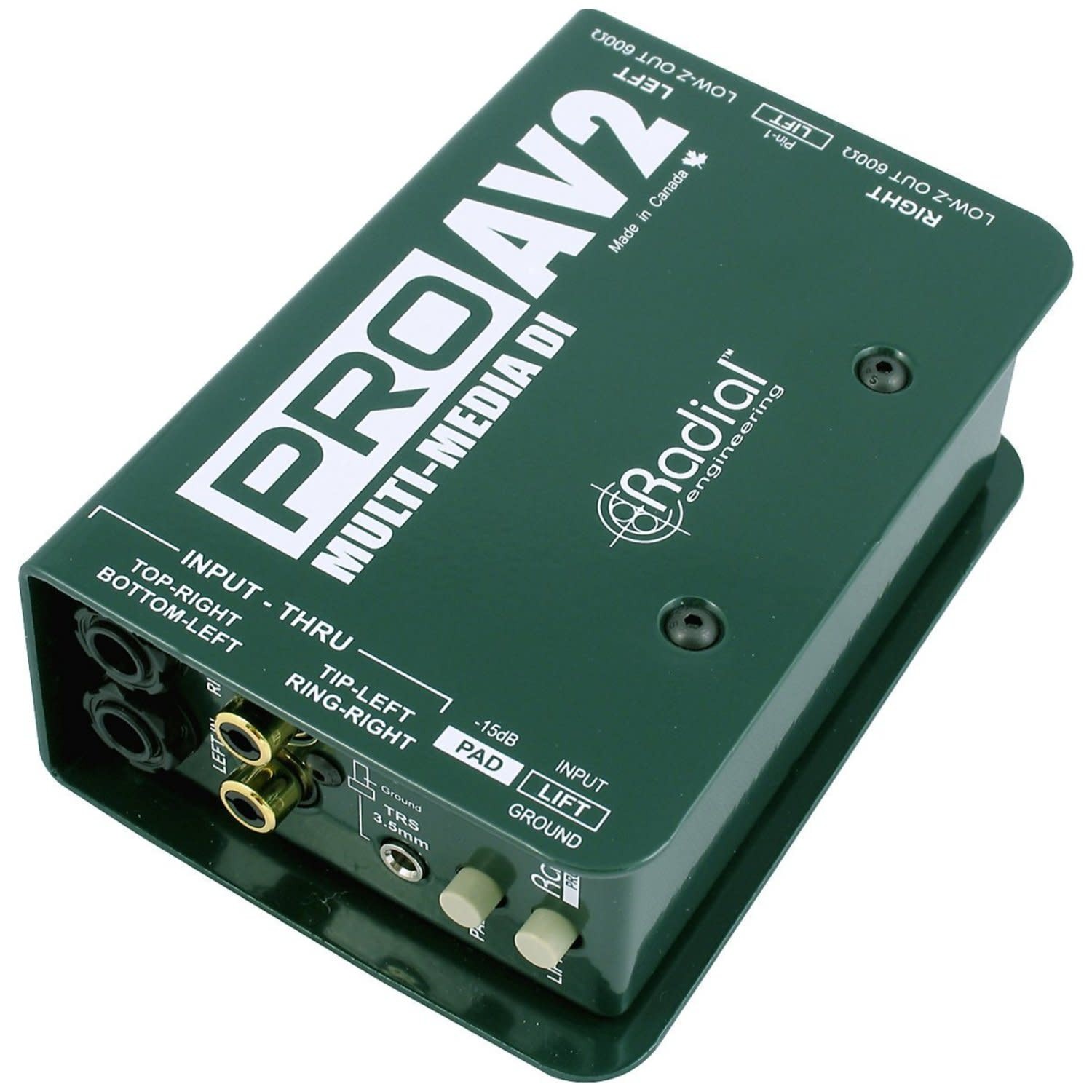 Radial PRO AV2 PROAV2 Direct Box Stereo RCA DI w/ Mic Cable