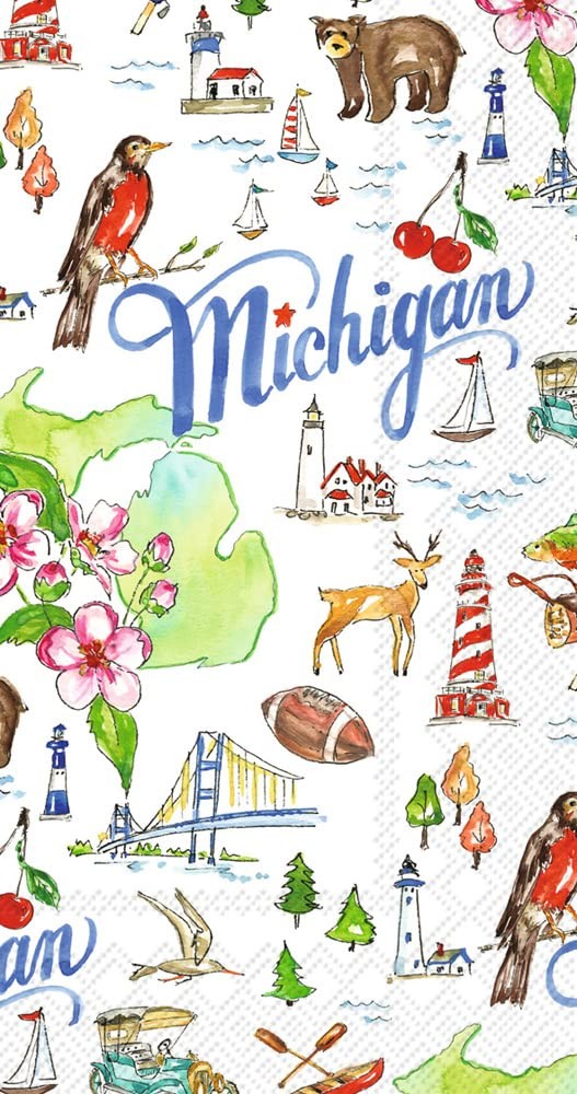 Boston International Rosanne Beck 3-Ply Guest Napkins, 16-Count, Michigan