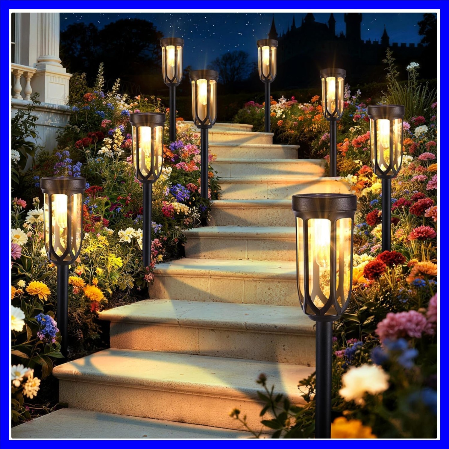Solar Pathway Lights - 8 Pack Solar Lights Outdoor Waterproof, Bright LED Sol...