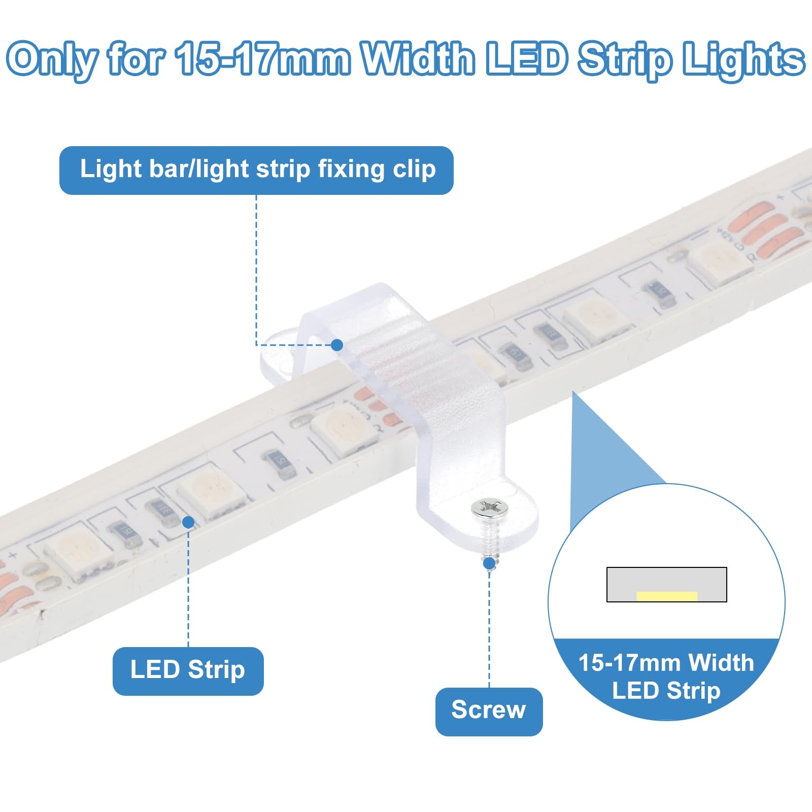 LED Strip Light Clips, 40 Pack Mounting Bracket Fixing Clips Plastic Clamp Ho...