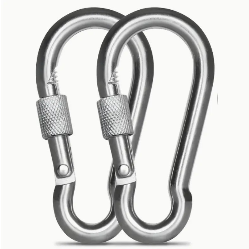 2PCS 316 Stainless Steel Carabiners Heavy Duty Durable & Rust-Free Clips for Gym