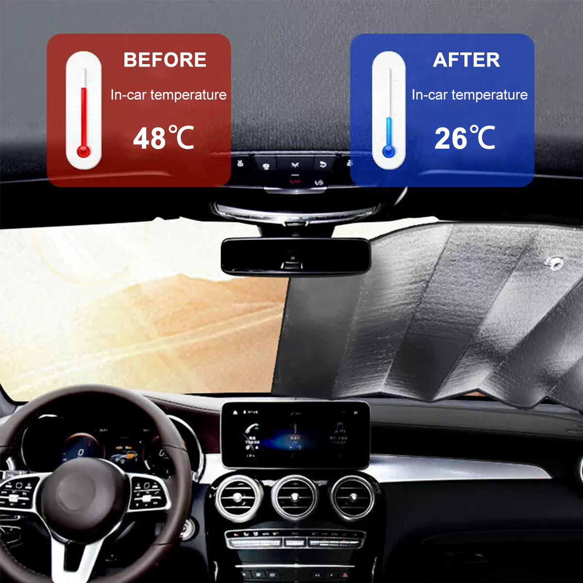 2 X Foldable Auto Car Windshield Sun Shade Shield Cover Visor Block UV Protector